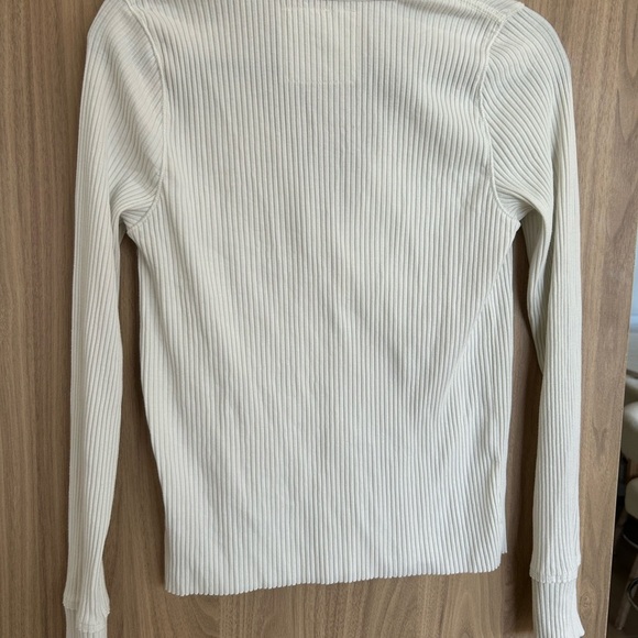 AERIE American Eagle FIRESIDE LONG SLEEVE HENLEY T-SHIRT large white - Picture 8 of 9